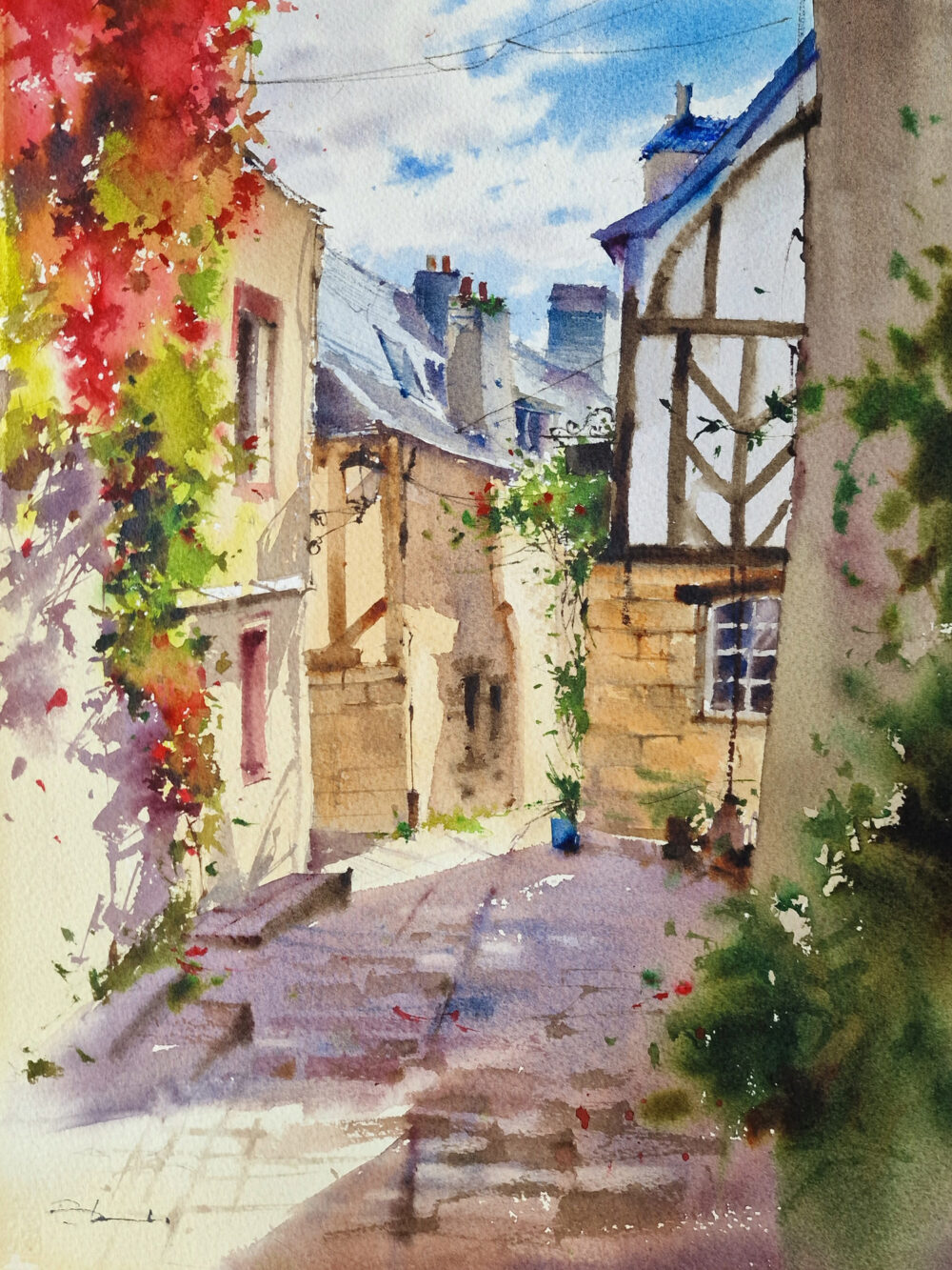Acuarela: Rochefort -en- terre