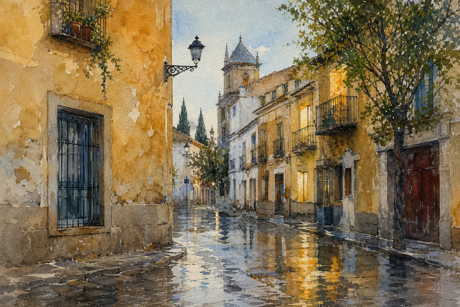 Cómo pintar reflejos en acuarela: charcos urbanos, luz y color