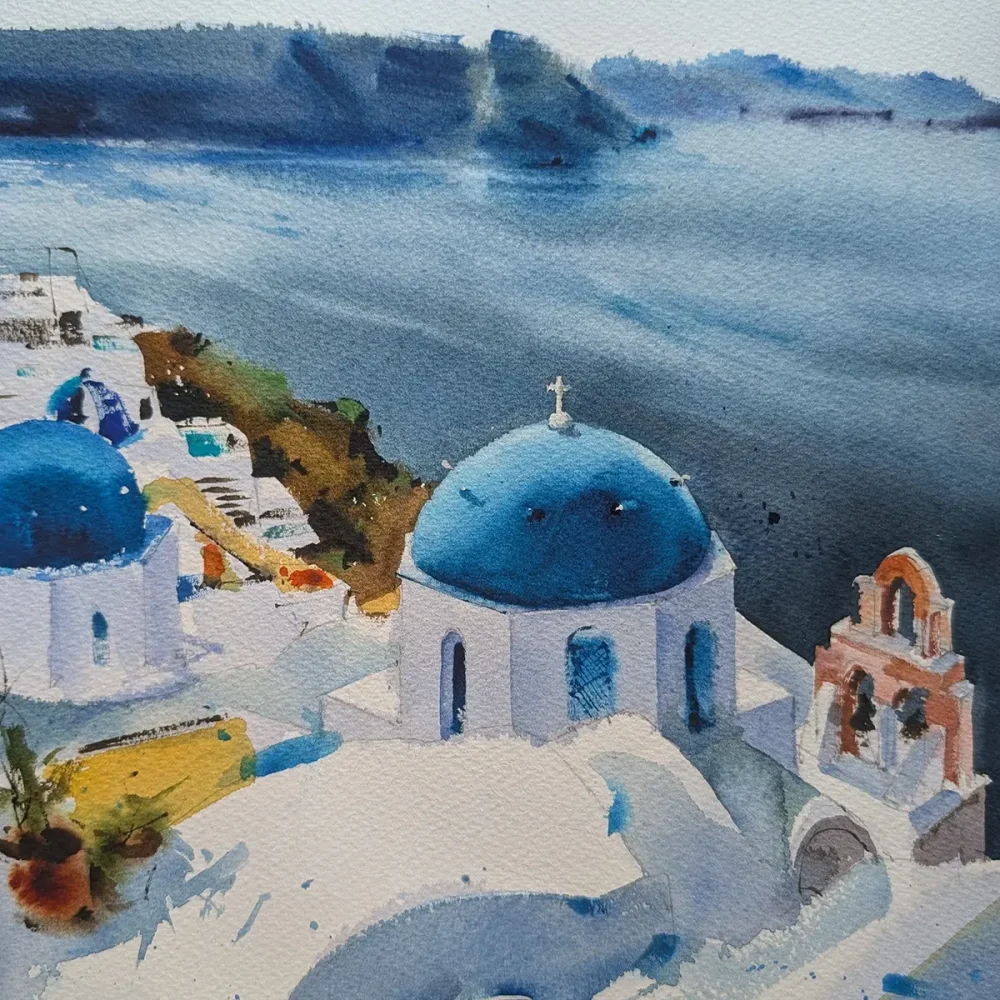acuarela-santorini